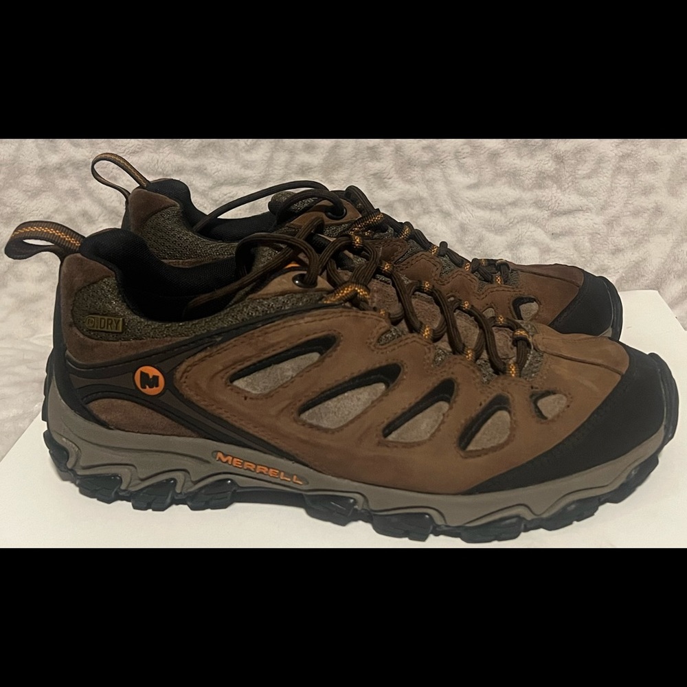 Merrell Pulsate Waterproof J24745 Brown Suede Lace Up Mens Hiking Shoes  Sz7.5